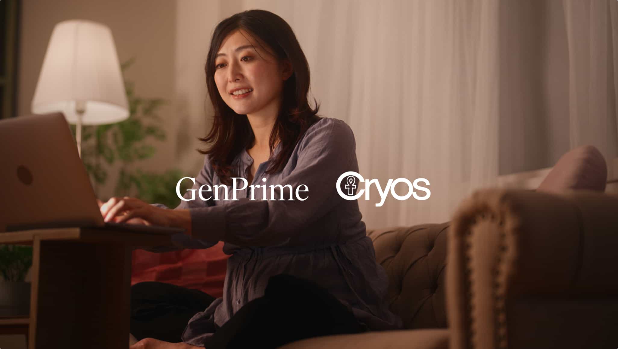 image of a woman working with on the top of the image GenPrime and Cyros logos